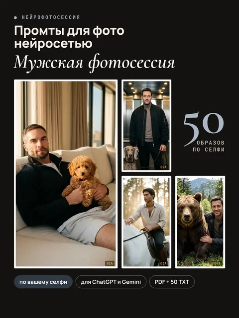 Нейрофотосессия — Мужская фотосессия: 50 промтов